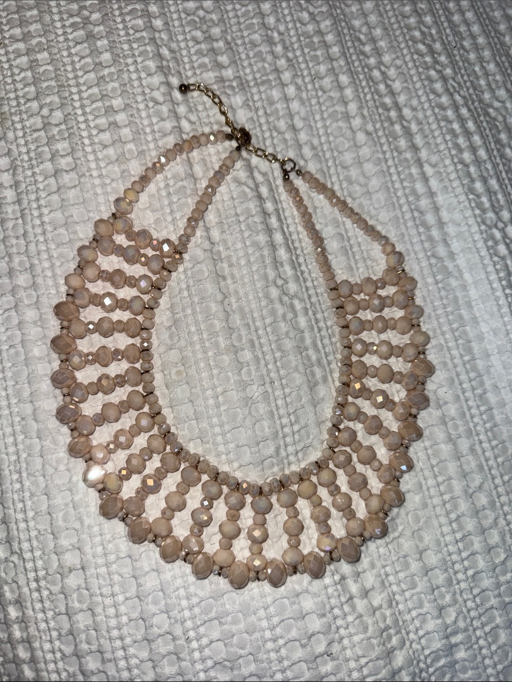 Beaded Statement Necklace in Nude Pink - Women Jewelry